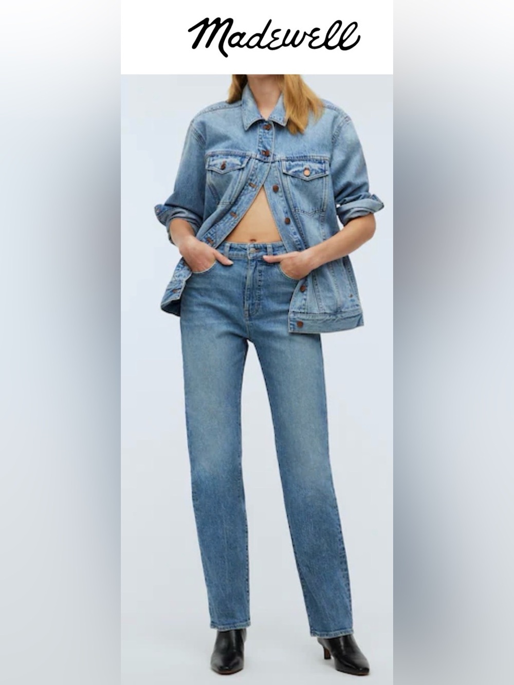 Madewell 90s Straight Women’s Jeans High Waist Broken In Feel Indigo Wash (32)